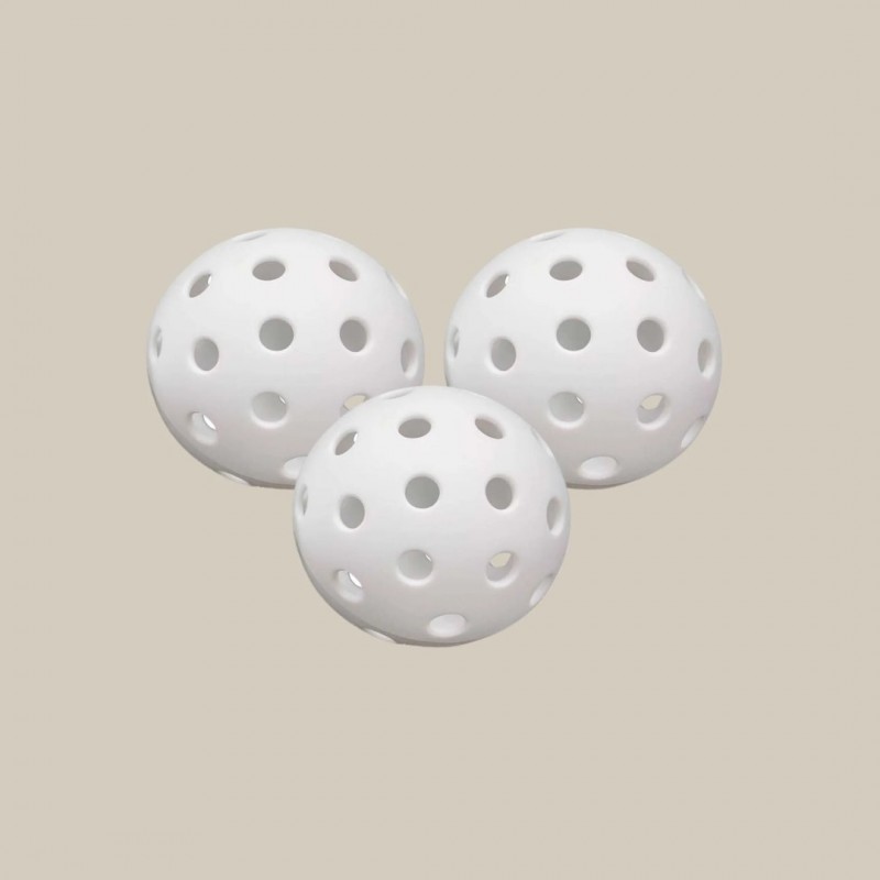 White Hybrid Pickleballs - Set of 3